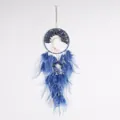 Blue Tree of Life dreamcatcher with natural stones and feathers handmade wall hanging - Deep Blue Tree of Life Dream Catcher (9443)