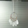 Handmade decorative dreamcatcher with natural crushed stones and elegant white feathers - White (MS9522W) / 7*19cm