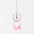 Handmade pink dreamcatcher with gradient feathers and crystal stone pendant decoration - Pink White Style (MS9524P) / MS9524P