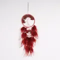 Handmade Tree of Life dreamcatcher with red natural stones and feathers for wall hanging - Red Tree of Life Dream Catcher (9444)