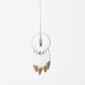 Elegant handmade white dreamcatcher with green crystal and gold glitter tipped feathers - Pure White Style (MS9524Y) / MS9524Y