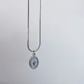 Minimalistische silberne Schlangenkette mit Stern-Detail Perlmutt-Anhänger Oval Form - Sternenstrahl / Silber