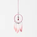 Handgemaakte roze dromenvanger hanger met kristal en veren - Zeshoekige Kristalstijl (MS9524P) / 7.5cm / Roze
