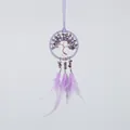 Handgemaakte levensboom dromenvanger met natuurlijke amethiststenen en paarse veren - Levensboom Dromenvanger Hanger (MS9455B) / 7.5cm / Paars