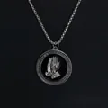 Punk-Stil Halskette aus Edelstahl mit betenden Händen Anhänger für Herren Hip-Hop-Schmuck - Runde Betende Hand