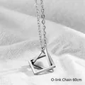 Halskette aus Titanstahl mit geometrischem Anhänger aus Dreieck und Quadrat in Silber - O-Kette / Stahldreieck-Quadrat