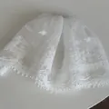 Detailed close-up of white elegant French lace hair clip with floral embroidery patterns - Lace Kite Hair Clip