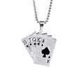 Iced out Royal Flush poker cards pendant necklace in silver for men hip hop jewelry - Spade (XL230) / Black