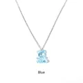 Cute blue faceted acrylic bear pendant necklace with a delicate silver-tone chain - Blue Bear Link Chain
