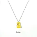 Cute 3D yellow bear acrylic pendant necklace in gold finish - Gold Bear Link Chain