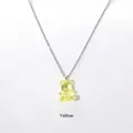Trendy yellow acrylic teddy bear pendant necklace with silver chain for girls and teens - Yellow Bear Link Chain