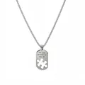 Collana minimalista in acciaio al titanio argento con ciondolo a puzzle per coppie - Rectangle Plate Pendant