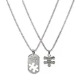 Collana con ciondolo a forma di puzzle per coppia in acciaio inossidabile argento con incisione - Set per coppia