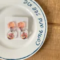 Whimsical cottage core acrylic earrings with S925 silver needles - Orange Rhombus Pink House