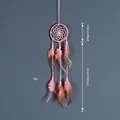 Acchiappasogni da parete intrecciato a mano rosa con piume e perline decorative - Rosa (MS9512A) / 1 Pezzo