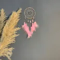 Atrapasueños boho rosa con colgante de luna para decoración de pared estilo bosque - Rosa Regular