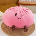 Close-up detail of cute pink bun plush toy with embroidered face and brown feet - 28cm (Small) / Pink