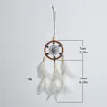 Mini atrapasueños de ojo turco para pared con plumas blancas y cuentas de madera natural - Aro Marrón (MS4053A)