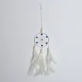 Atrapasueños hecho a mano con plumas blancas y ojo turco azul decoración de 7cm - Blanco Puro (MS4053B)