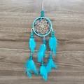 Atrapasueños azul hecho a mano ojo del mal con plumas turquesas 7cm de diámetro - Azul Lago Sin Ojo (MS4053F)