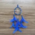 Atrapasueños azul con ojo de la suerte y plumas para decoración de pared estilo bohemio - Azul Real Sin Ojo (MS4053G)