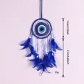 Attrape-rêves œil protecteur bleu fait main avec plumes et perles décoration - Attrape-Rêve (MS9503) / 11cm / Bleu