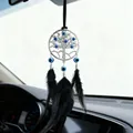 Attrape-rêves œil du démon pour voiture fait main avec arbre de vie et plumes noires - Style Plume Noire (MS9542E)