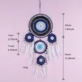 Großer handgefertigter blauer Evil Eye Traumfänger mit weißen Federn für Wanddeko - MS9543