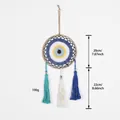 Handmade Bohemian Evil Eye dreamcatcher wall hanging with colorful tassels and size - Blue White Green Cotton (MS4004) / 20cm Ring