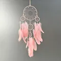 Eleganter rosa Traumfänger mit fünf Ringen und weichen Naturfedern für die Deko. - Glück Fünf-Ring Stil (MS9377C) / 60*16cm / Rosa