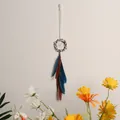 Pendaglio acchiappasogni retrò fatto a mano per auto con piume blu e marroni - Blu Profondo e Marrone Rossastro (MS4022B) / MS4022B