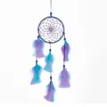 Acchiappasogni fatto a mano viola e blu con morbide piume e perline decorative da muro - 6043B / Viola blu