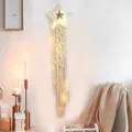 Tapiz de pared de macramé bohemio en forma de estrella con cálidas luces LED - Estilo Estrella de Luz Cálida (MS7575CD)