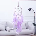 Elegante paarse dromenvanger wandophanging met veren en kralen voor huisdecoratie - Geen lichtstijl / Paars