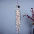 Atrapasueños bohemio de macramé hecho a mano con luna y estrella para pared hogar - Estilo Perla Creciente (MS7213D)