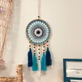 Atrapasueños bohemio tejido a mano con diseño de ojo azul y elegantes borlas colgantes - Estilo Tribu Primitiva G (MS9545)