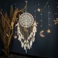 Grande acchiappasogni da parete bohémien intrecciato a mano con piume bianche e perline - Stile Floreale Beige / 40*110cm / Bianco avorio