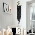 Atrapasueños de macramé luna negra bohemia con luces LED para pared de casa - Luna Negra de Luz Cálida (MS7213L)