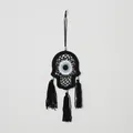 Handmade black hamsa hand evil eye wall hanging with woven tassels for home decor - SJ9517C