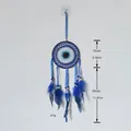 Acchiappasogni occhio di Allah da parete con piume blu vivaci e dimensioni dettagliate - MS4041 15cm
