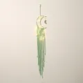 Atrapasueños bohemio de macramé luna verde claro hecho a mano con luces LED de pared - Luna Verde Menta con Luz (MS7213M)