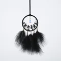 Atrapasueños negro con piedras naturales y colgante de cristal para coche casa - Estilo de Luna Creciente Oscura (MS4047A) / Negro