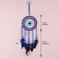 Acchiappasogni blu occhio del male con piume per decorazione murale della casa - MS4014B 16cm