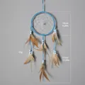 Attrape-rêves indien bleu fait main avec plumes marron naturelles et perles décoratives - Style Bleu (MS4039C) / Bleu