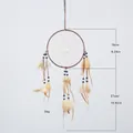 Attrape-rêves indien marron fait main avec plumes et perles pour la décoration - Style Coloré (MS4039E) / Multicolore