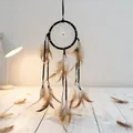 Attrape-rêves noir fait main avec plumes brunes naturelles et perles argentées - Noir 10CM (MS4039G) / 10cm / Noir