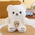 Close-up view of a soft white teddy bear plush toy with a cute heart badge detail - 22cm / White