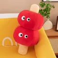 Detail view of the festive red candied hawthorn plush pillow with cute cartoon eyes - S / 25cm / Red Candied Hawthorn (Detachable)