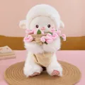 Adorably soft white lamb plush toy holding magnetic pink roses, perfect gift for her - Pink / 30cm (With Magnetic)