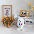 Adorable white seal plush toy holding a colorful ball in a cozy room setting - White Sea Lion Holding Ball / 23cm / White